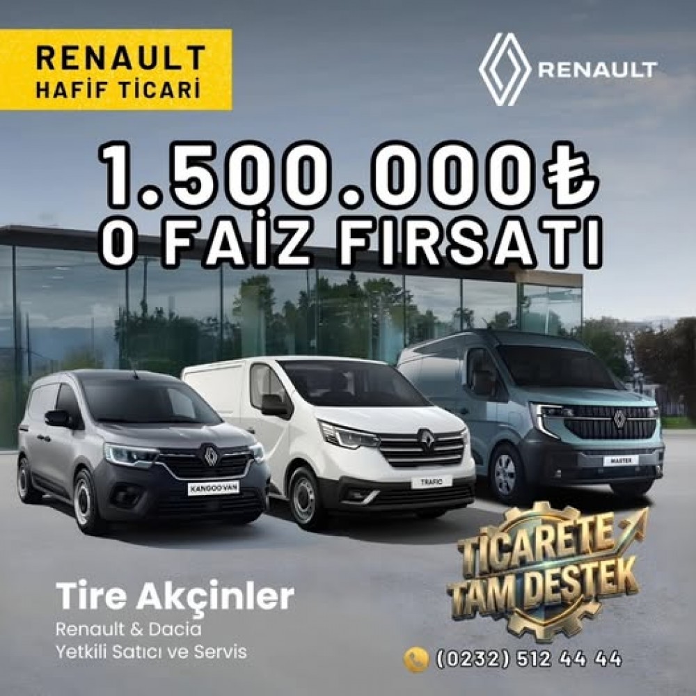 Renault hafif ticari gurubundan ticarete tam destek.